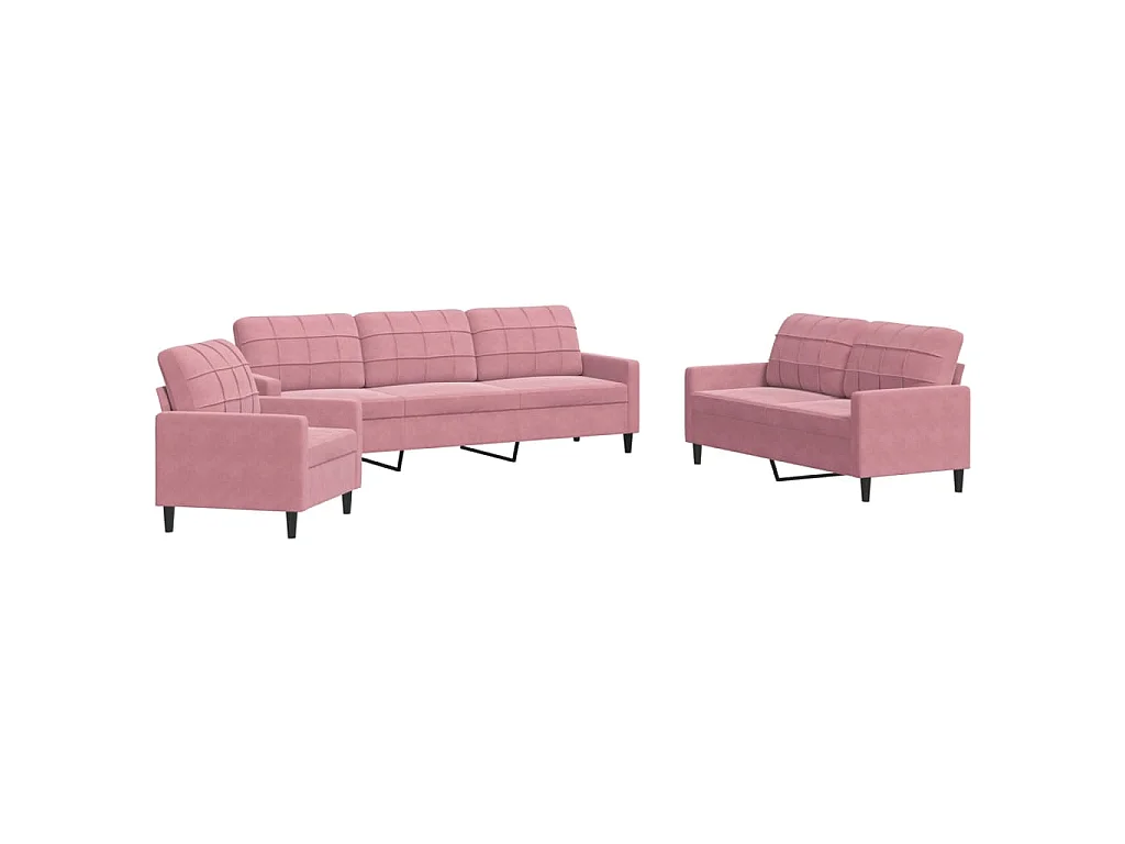 Ensemble de canapés 3 pcs avec coussins Rose Velours