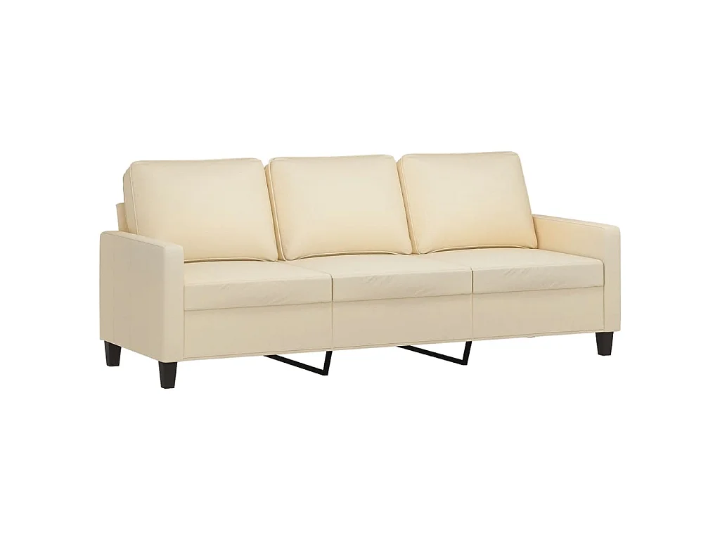 3-tlg. Sofagarnitur mit Kissen Creme Stoff
