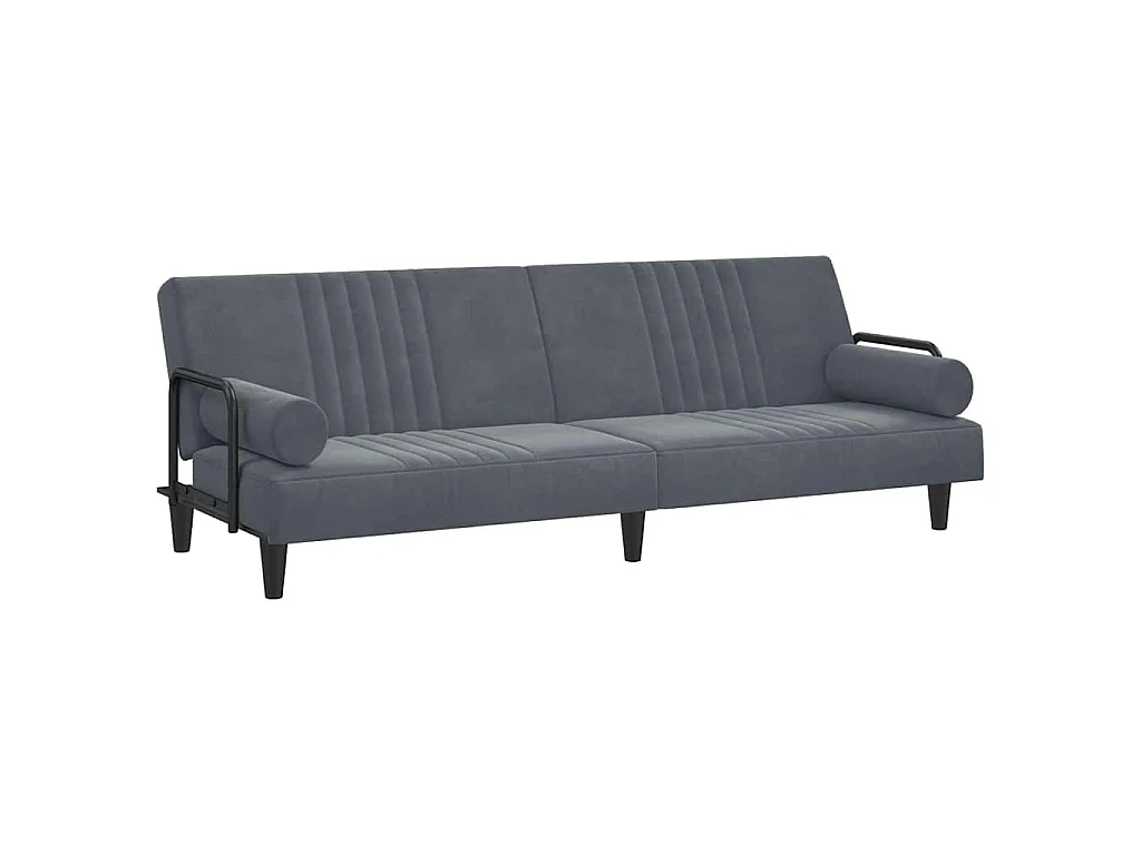 Slaapbank met armleuningen fluweel donkergrijs