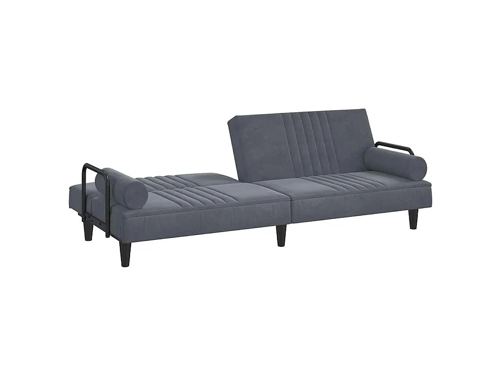 Slaapbank met armleuningen fluweel donkergrijs