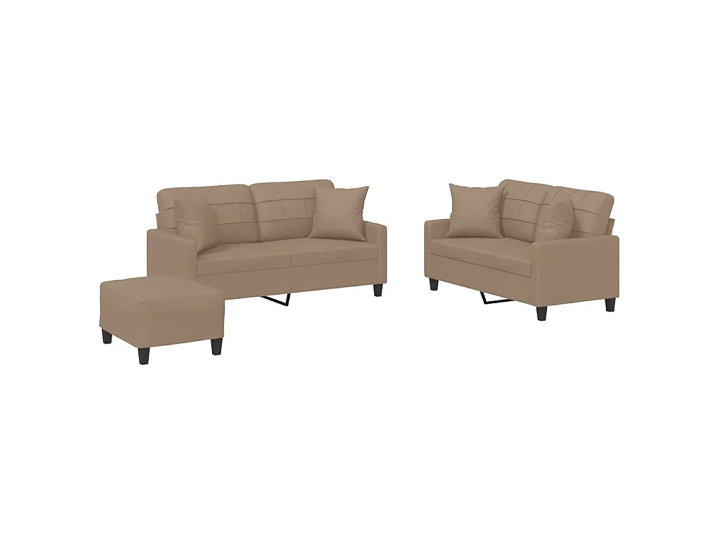Ensemble de canapés 3 pcs avec coussins cappuccino similicuir