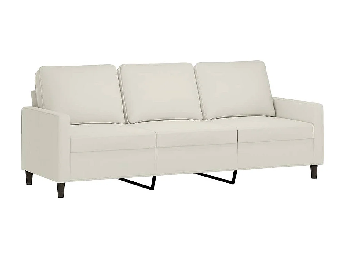 3-tlg. Sofagarnitur mit Kissen Creme Samt