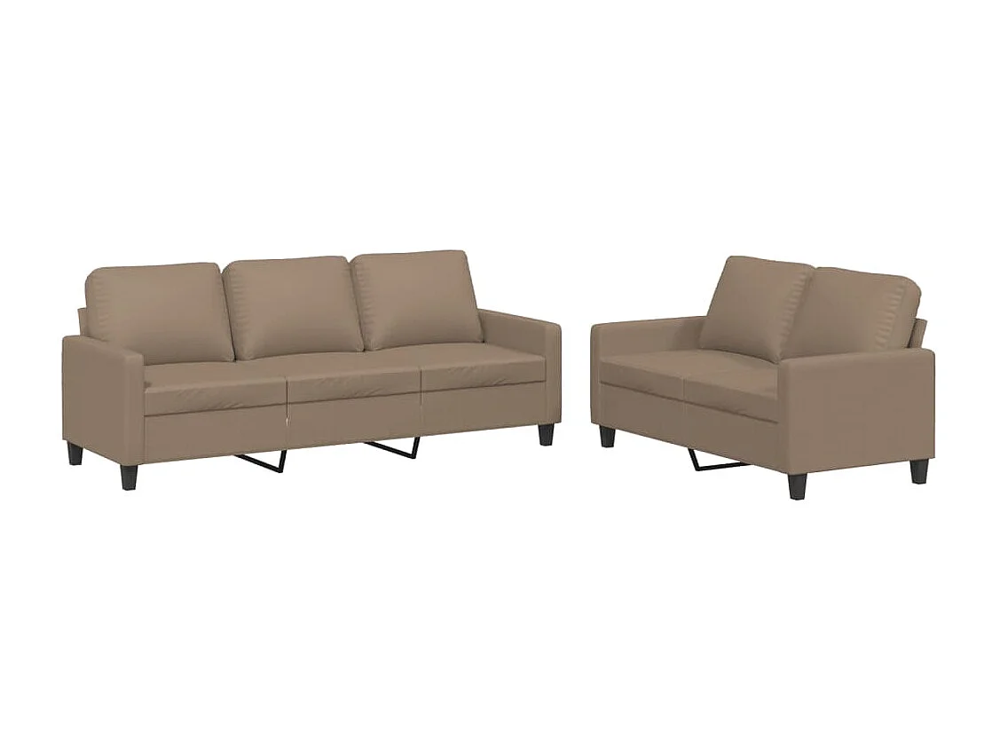 2-delige Loungeset met kussens kunstleer cappuccino