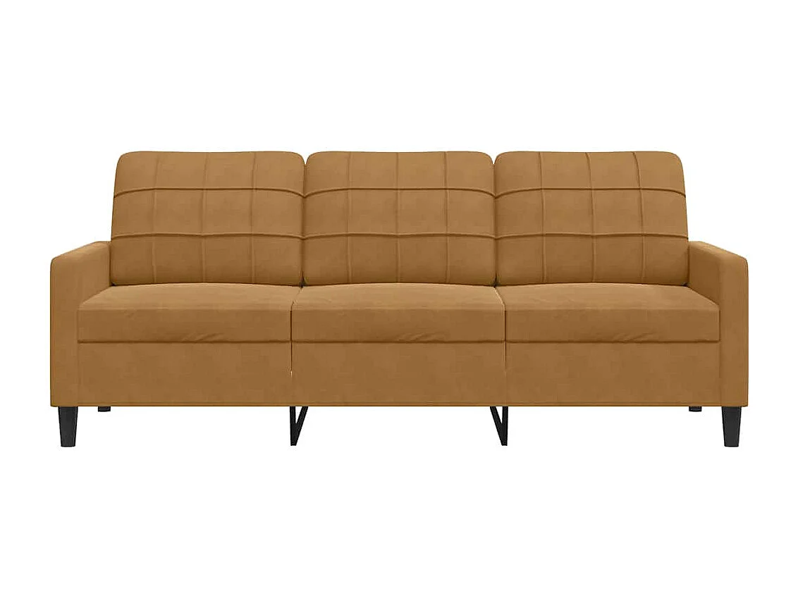 Divano a 3 Posti Marrone 180 cm in Velluto