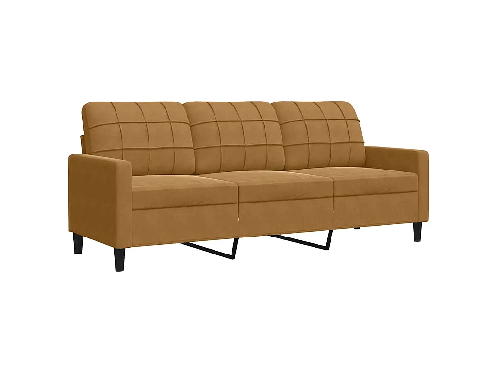 Driezitsbank 180 cm fluweel bruin