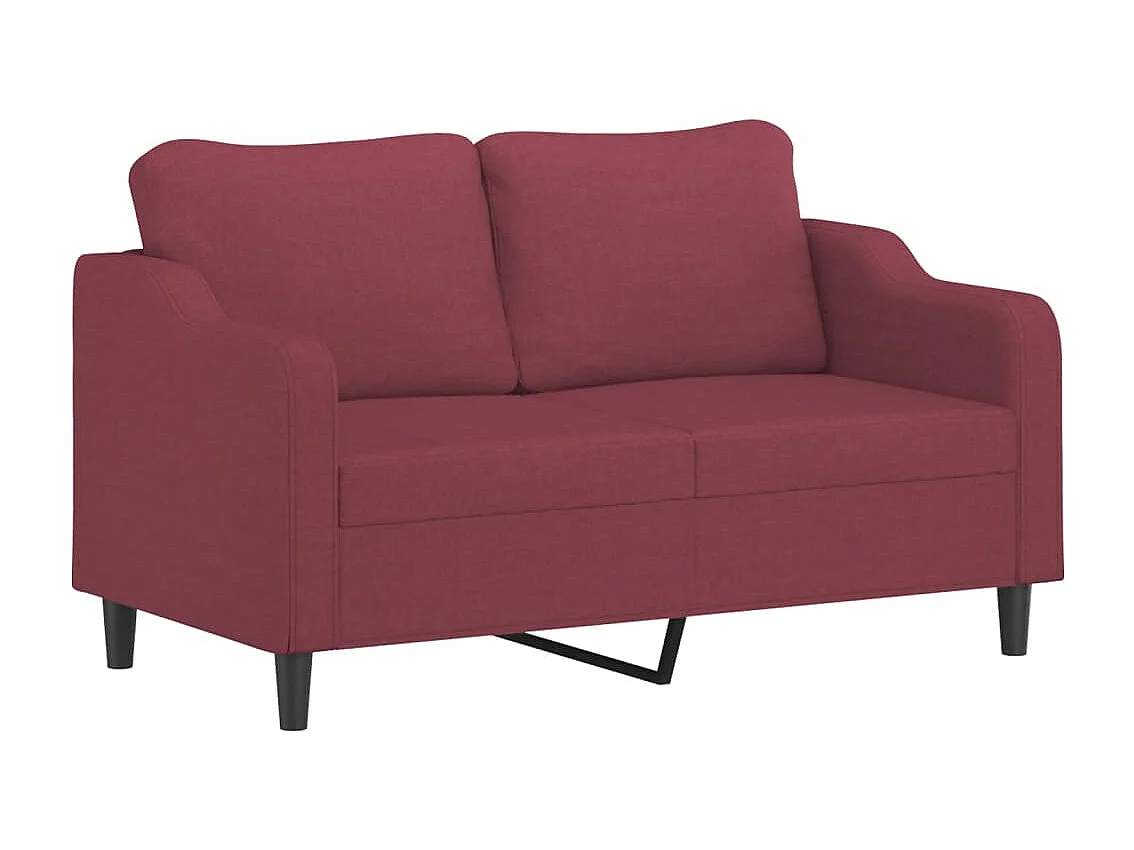 Set di Divani 3 pz con Cuscini Rosso Vino in Tessuto