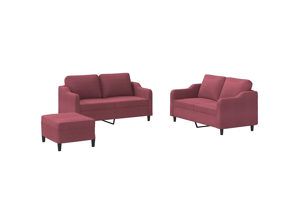 Ensemble de canapés 3 pcs avec coussins Rouge bordeaux Tissu