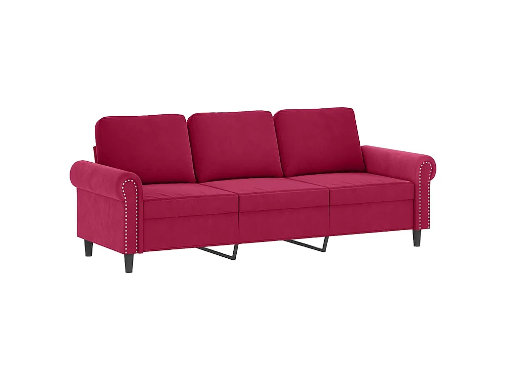 Ensemble de canapés 4 pcs avec coussins rouge bordeaux velours
