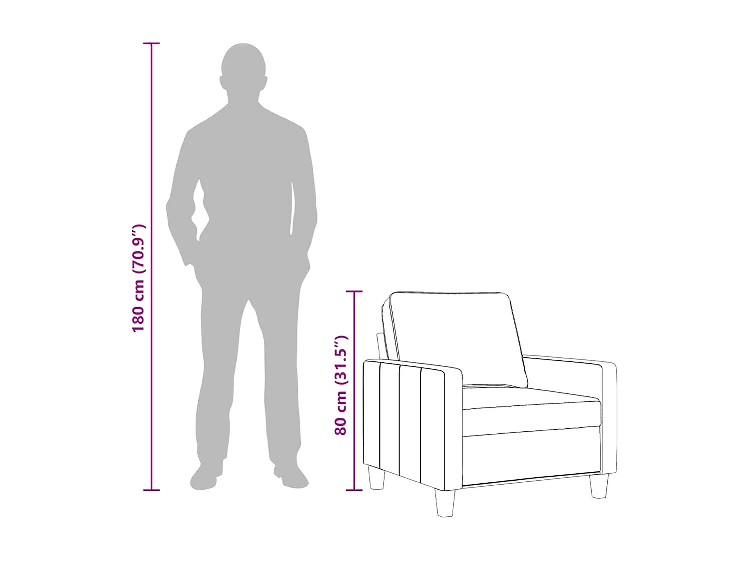 Fauteuil Rouge bordeaux 60 cm Tissu