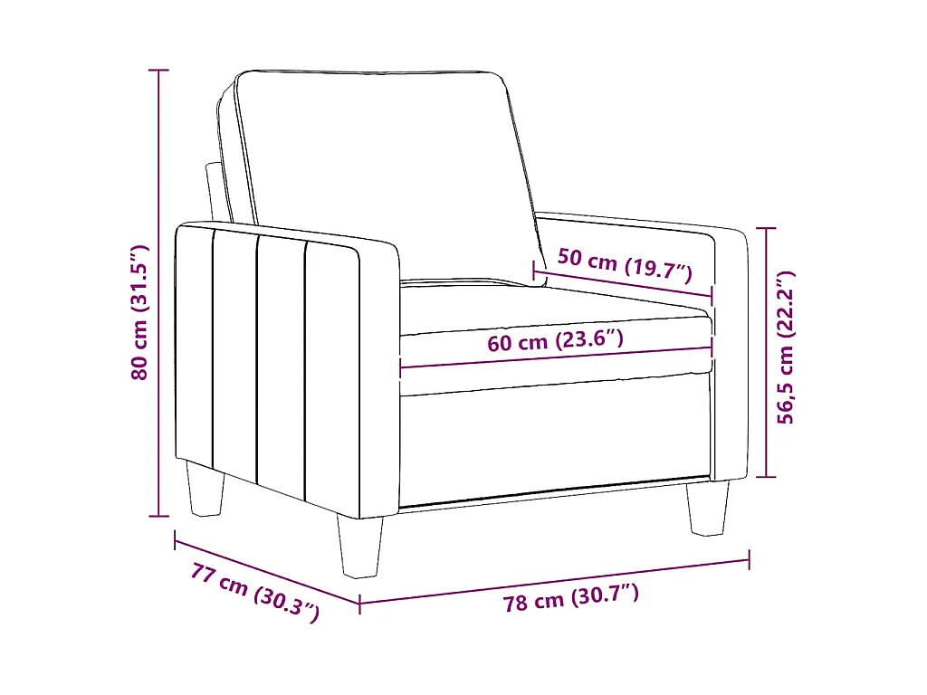 Fauteuil Rouge bordeaux 60 cm Tissu