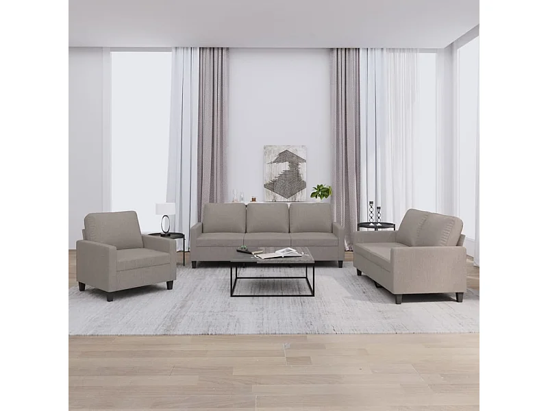 Ensemble de canapés 3 pcs avec coussins Taupe Tissu