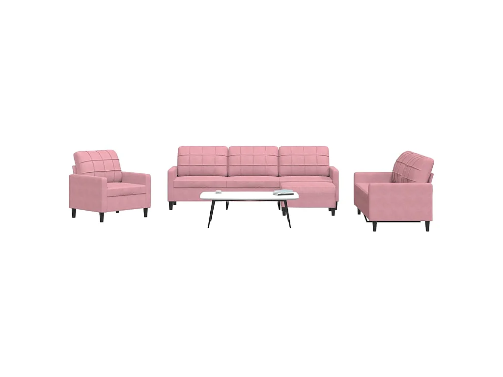 Ensemble de canapés 4 pcs avec coussins Rose Velours