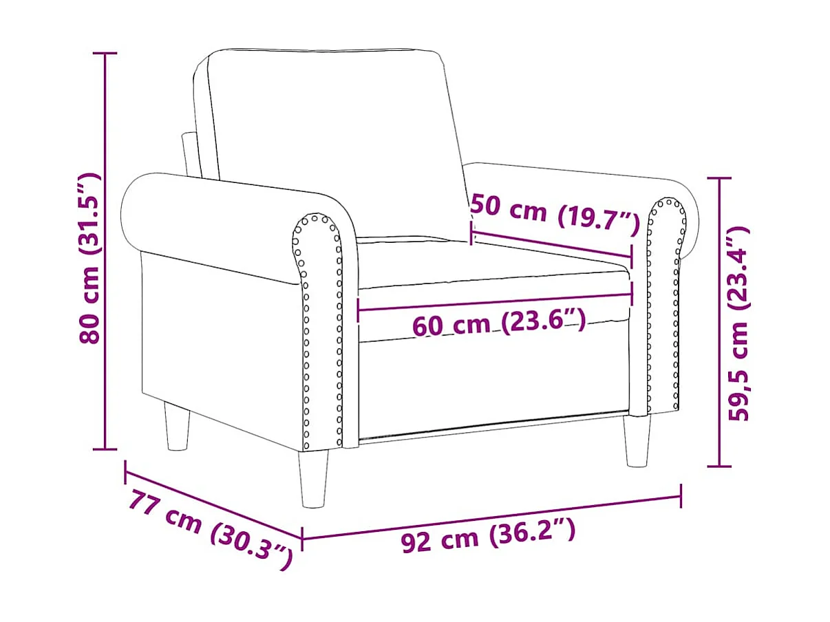 Poltrona Rosso Vino 60 cm Velluto