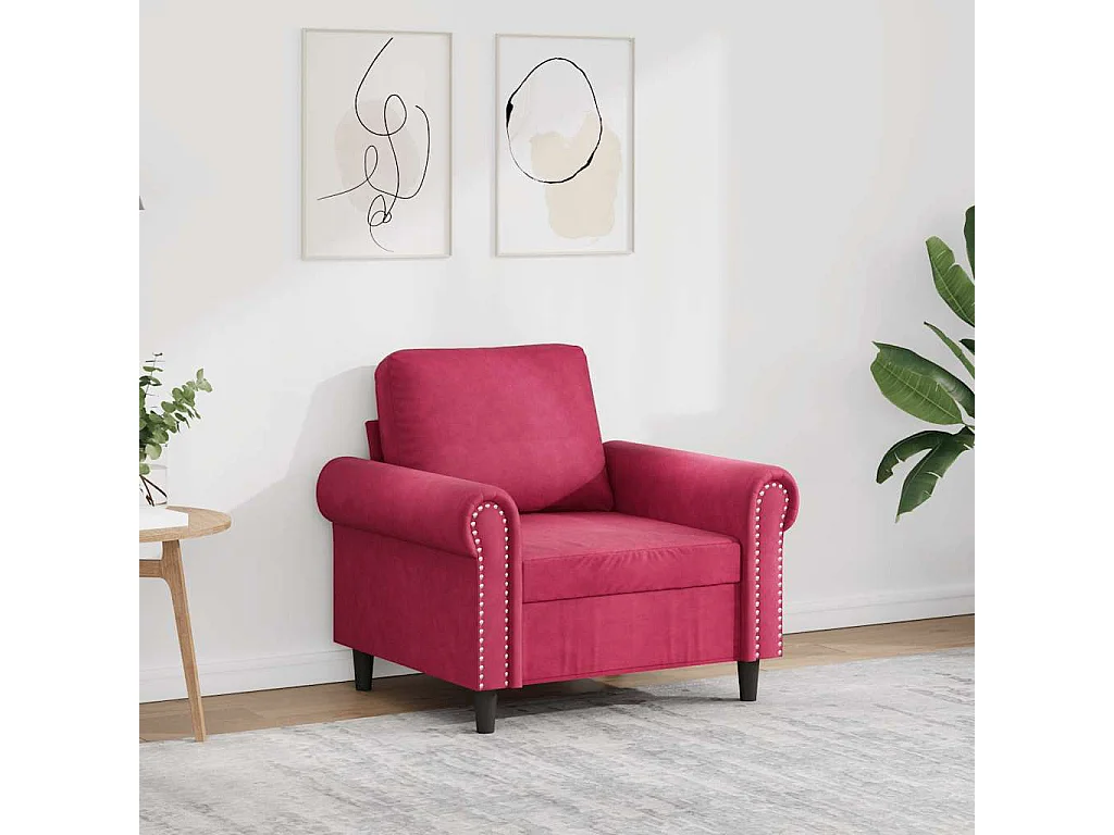 Poltrona Rosso Vino 60 cm Velluto