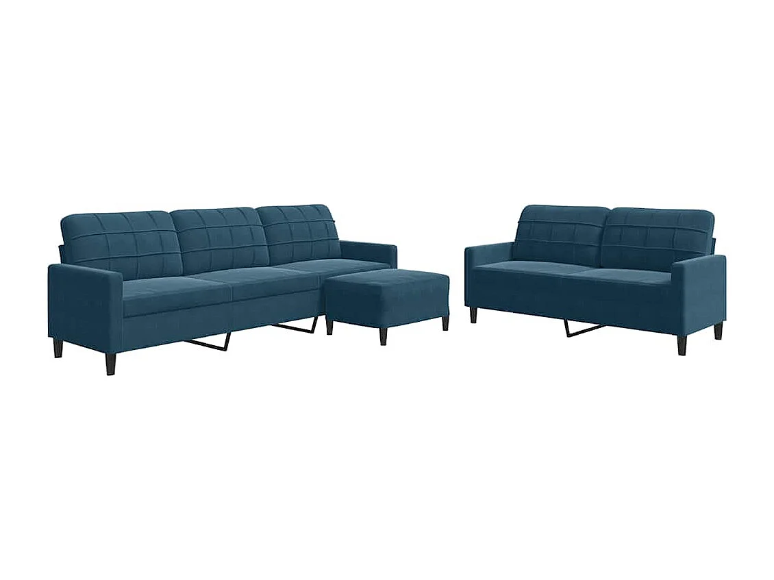 3-delige Loungeset met kussens fluweel blauw