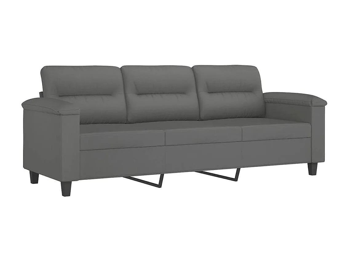 Ensemble de canapés 3 pcs coussins Gris foncé Tissu microfibre