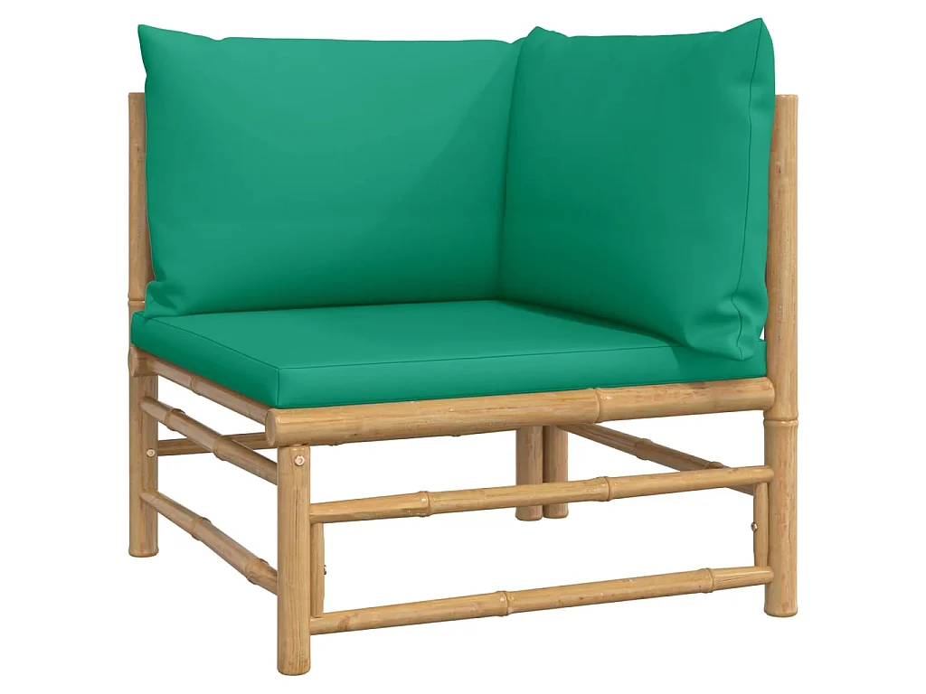 Salon de jardin 3 pcs avec coussins vert bambou