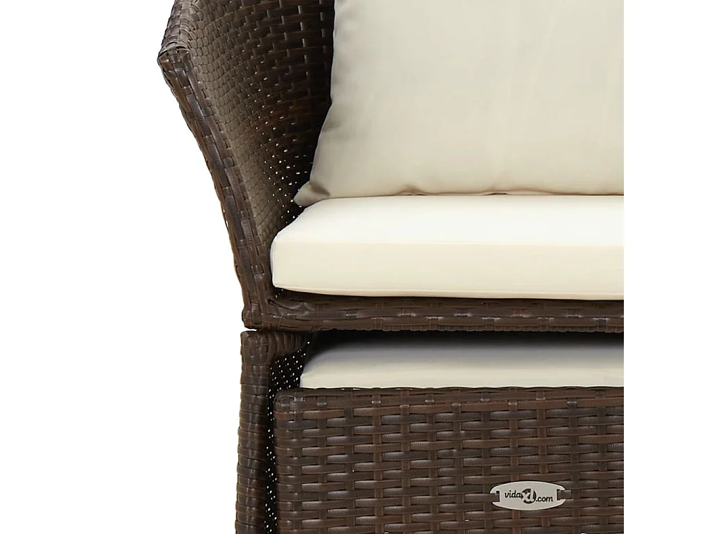 Salon de jardin 2 pcs avec coussins Marron Résine tressée