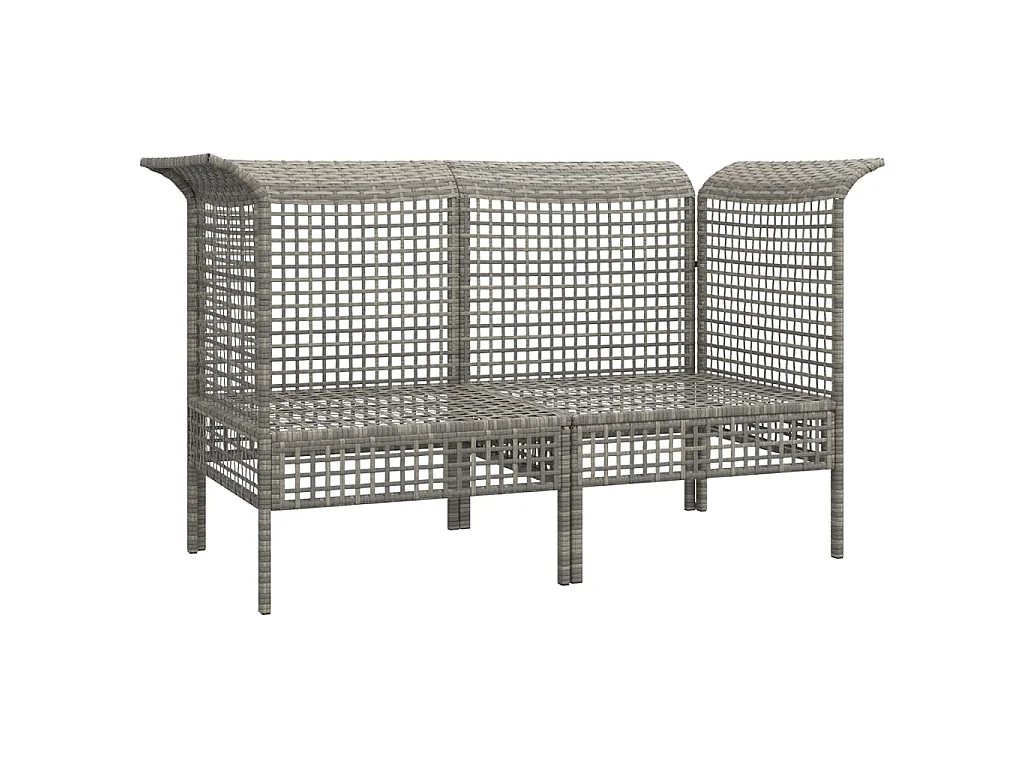 Garten-Ecksofas mit Kissen 2 Stk. Grau Poly Rattan