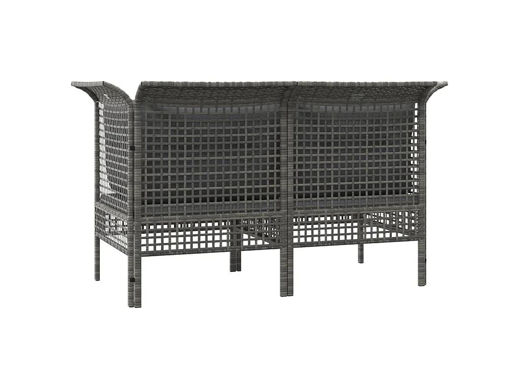 Garten-Ecksofas mit Kissen 2 Stk. Grau Poly Rattan