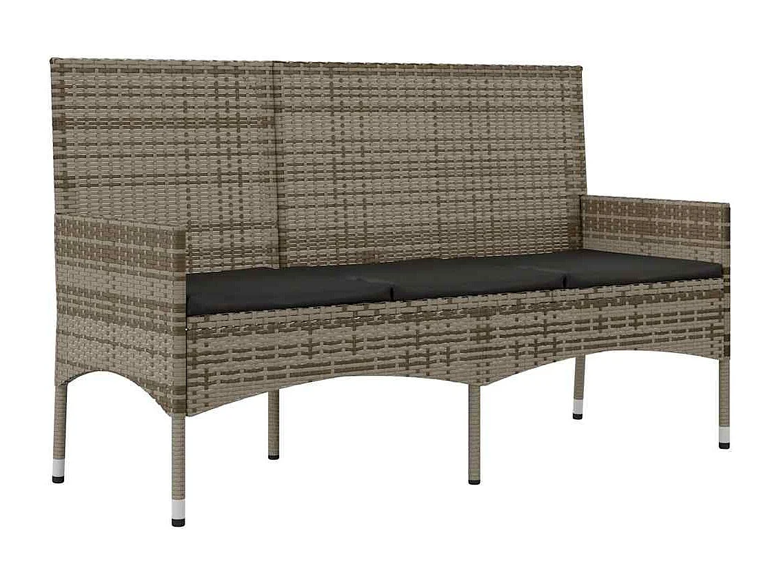 4-tlg. Garten-Lounge-Set mit Kissen Grau Poly Rattan