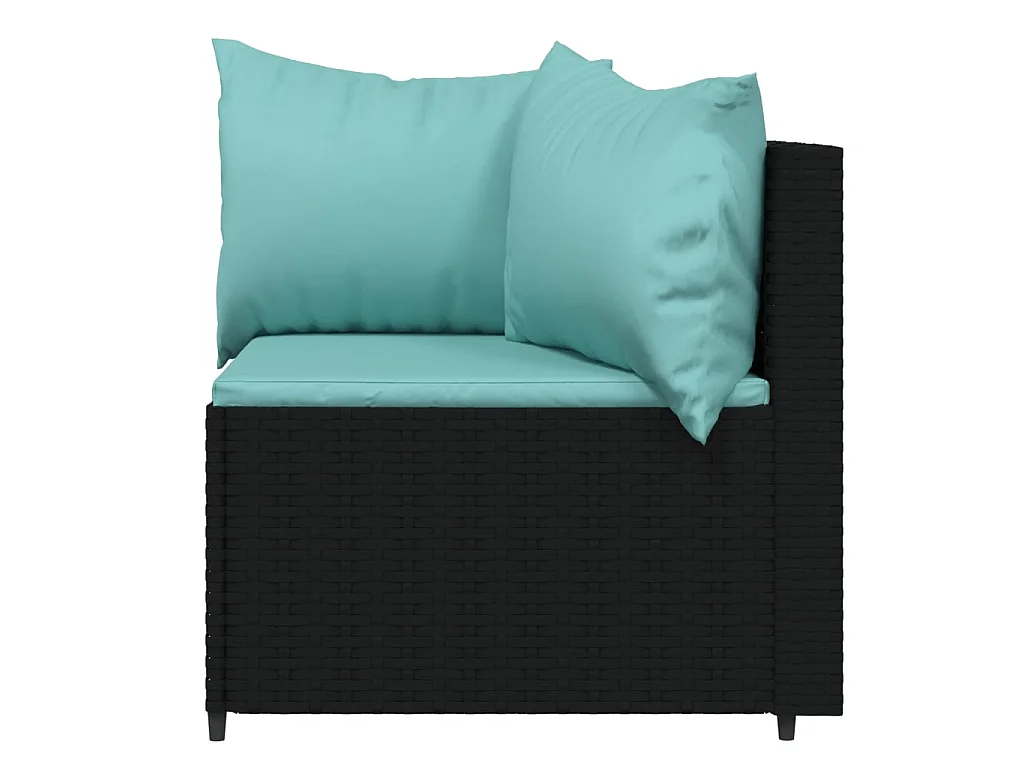 4-delige Loungeset met kussens poly rattan zwart