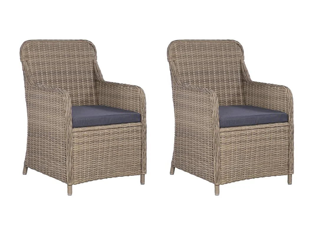 Set da Bistro 3 pz con Cuscini in Polyrattan Marrone