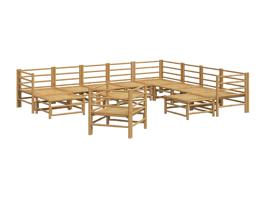 Salon de jardin 12 pcs avec coussins gris clair bambou