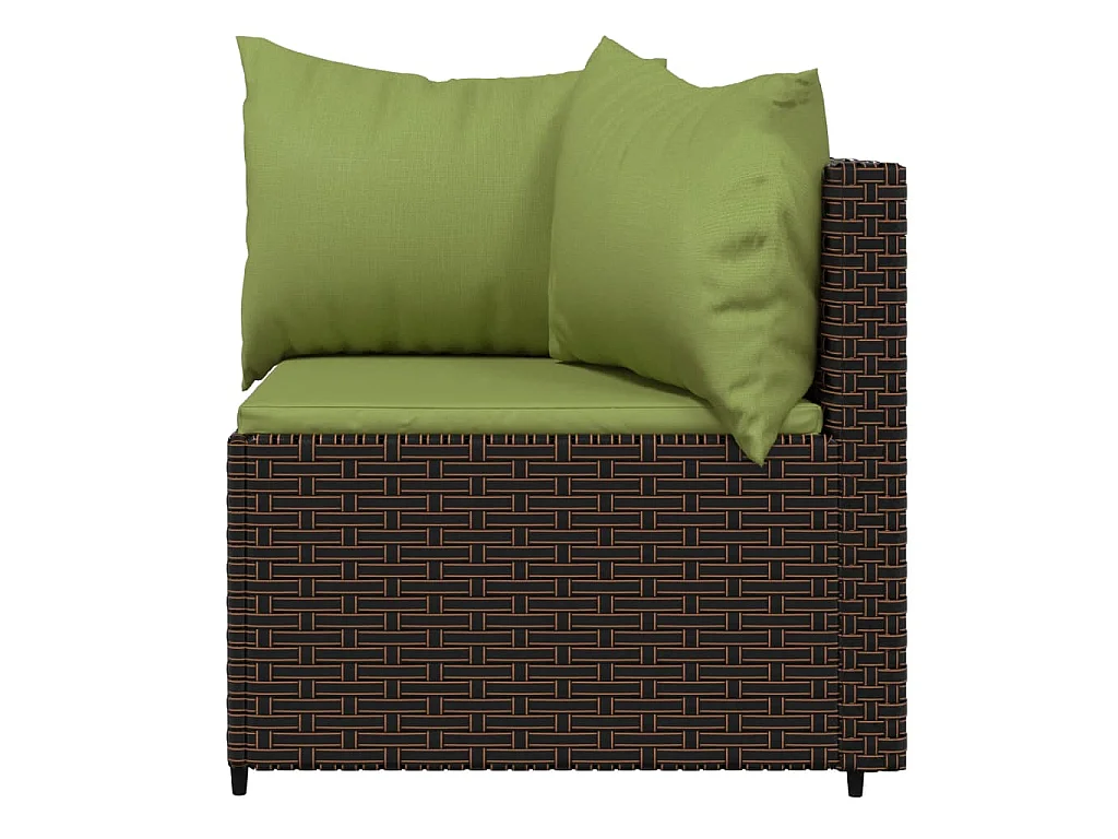 4-delige Loungeset met kussens poly rattan bruin