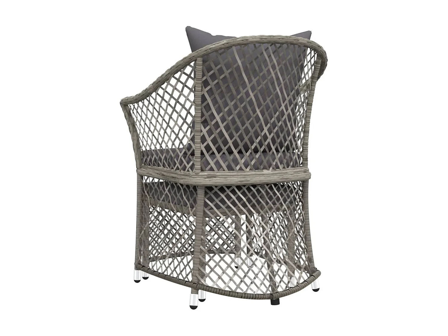 Salon de jardin 2 pcs avec coussins Gris Résine tressée