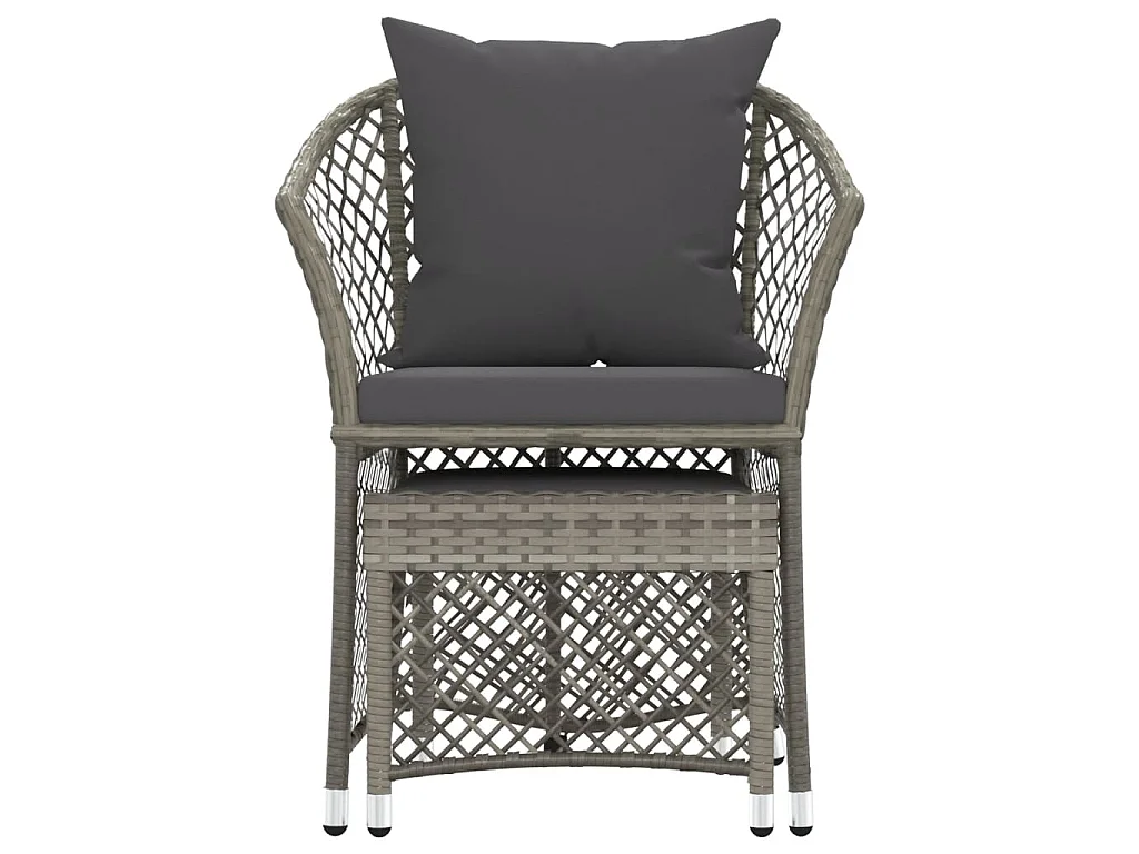 Set de muebles de jardín 2 pzas cojines ratán sintético gris