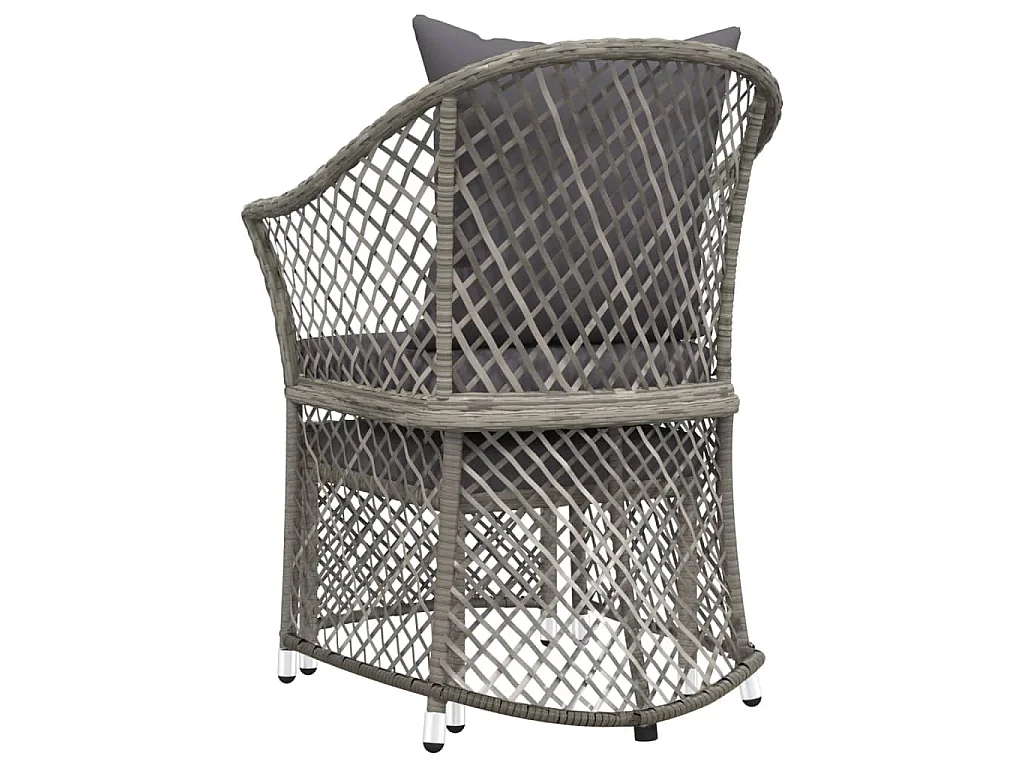Set de muebles de jardín 2 pzas cojines ratán sintético gris