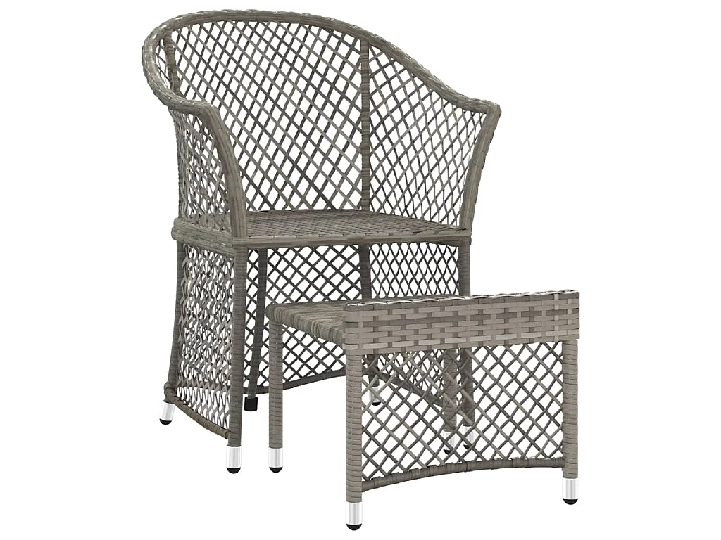 Set de muebles de jardín 2 pzas cojines ratán sintético gris