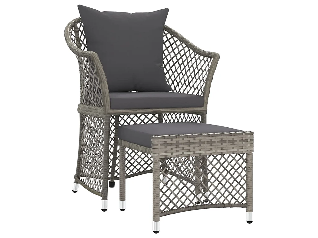 Set de muebles de jardín 2 pzas cojines ratán sintético gris