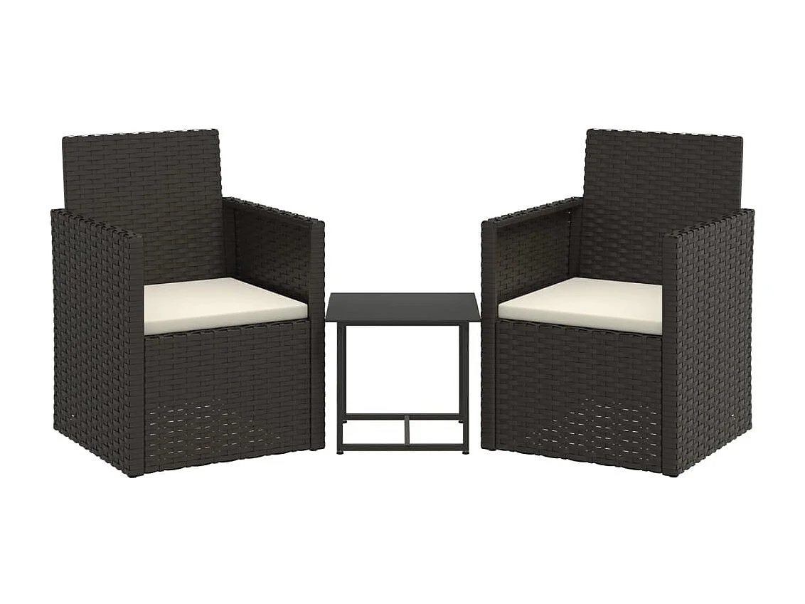 Set sofás de exterior 3 pzas con cojines ratán sintético negro