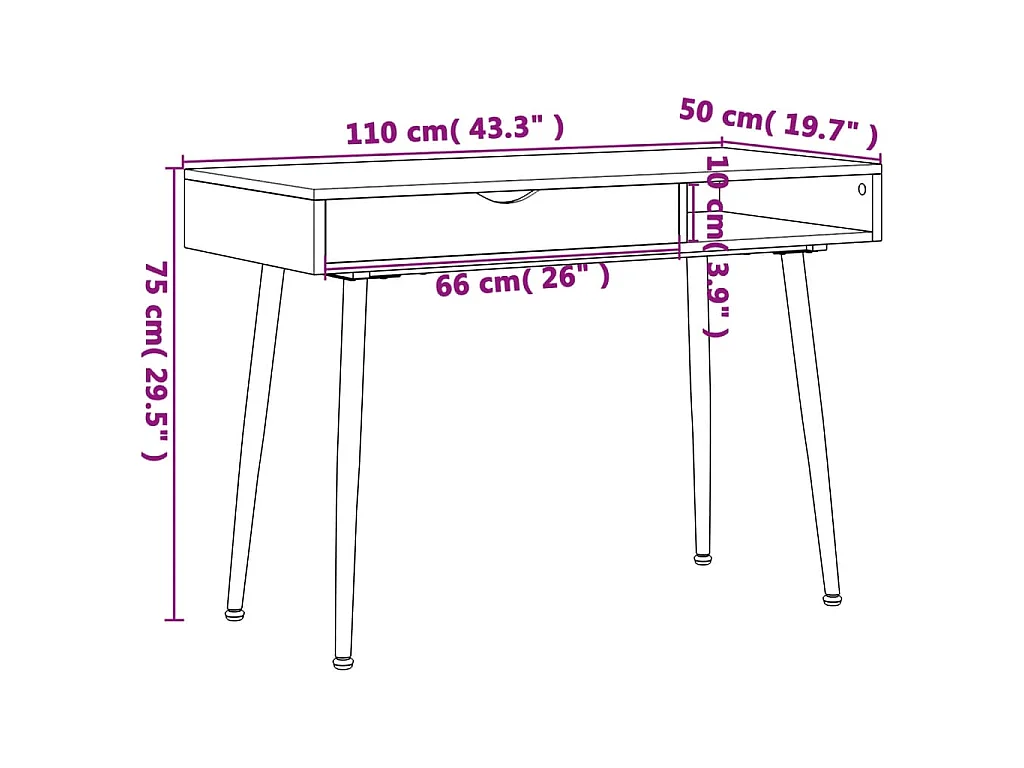 Scrivania con Cassetto Marrone 110x50x75 cm Legno Multistrato