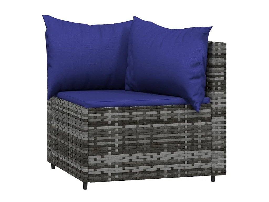 Set Divani da Giardino 4 pz con Cuscini in Polyrattan Grigio