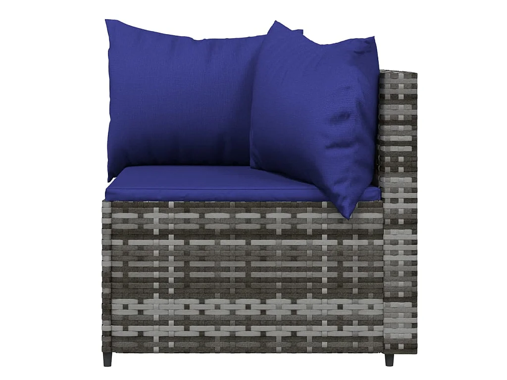 Set Divani da Giardino 4 pz con Cuscini in Polyrattan Grigio