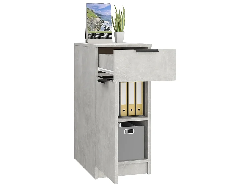 Armadietto da Scrivania Grigio Cemento 33,5x50x75 cm Legno