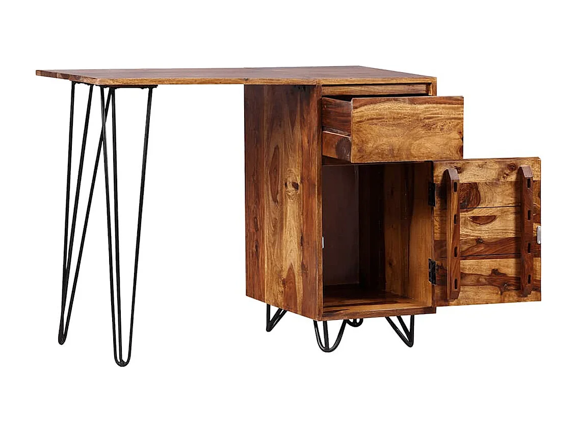 Bureau avec 1 tiroir et 1 armoire Bois massif