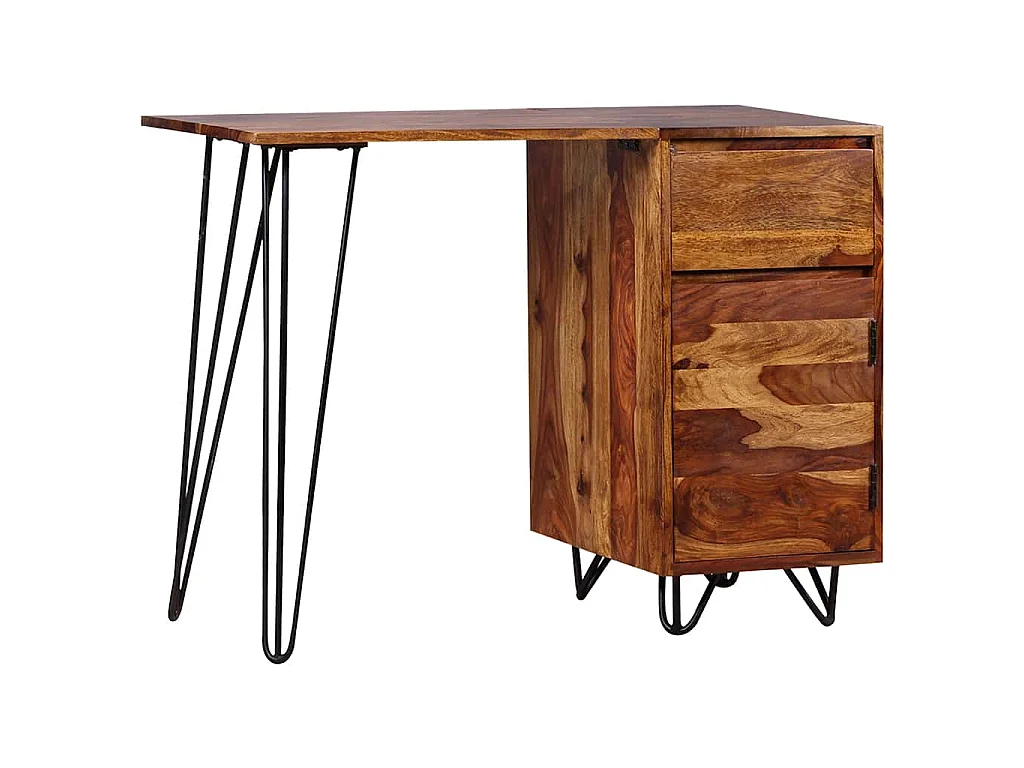 Bureau avec 1 tiroir et 1 armoire Bois massif