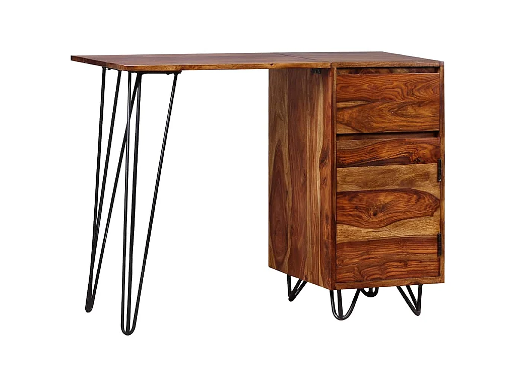 Bureau avec 1 tiroir et 1 armoire Bois massif