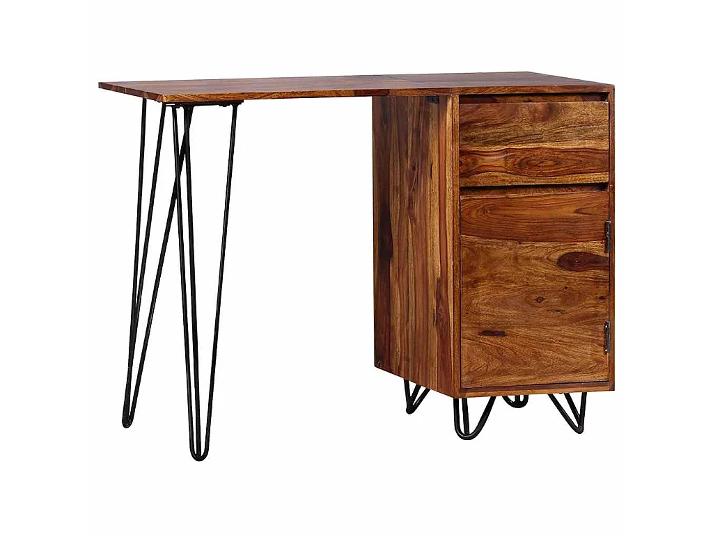 Bureau avec 1 tiroir et 1 armoire Bois massif