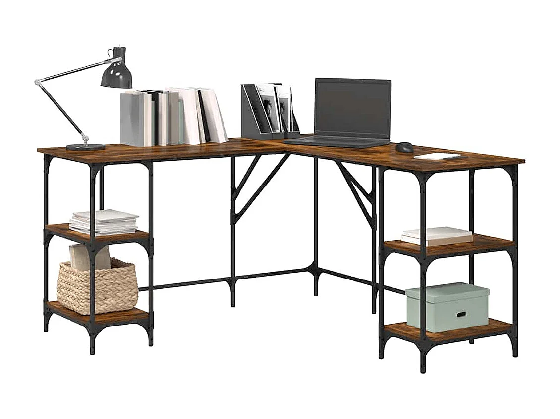 Bureau chêne fumé 139x139x75 cm bois d'ingénierie