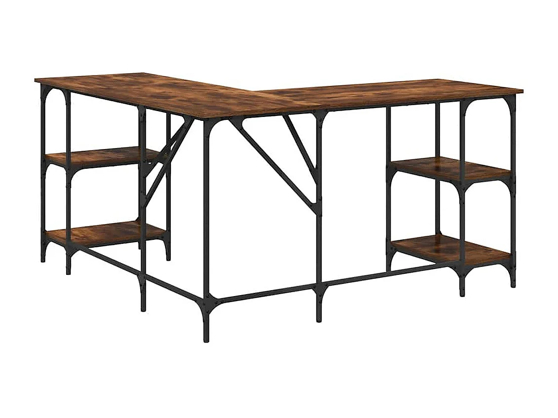 Bureau chêne fumé 139x139x75 cm bois d'ingénierie