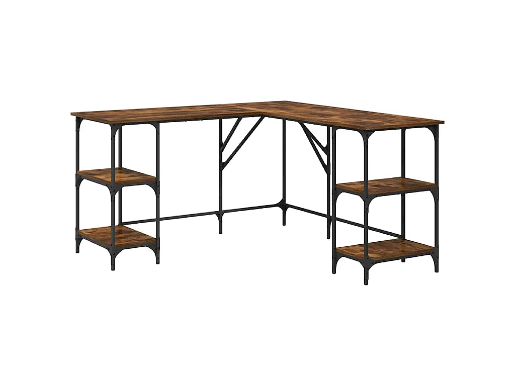 Bureau chêne fumé 139x139x75 cm bois d'ingénierie