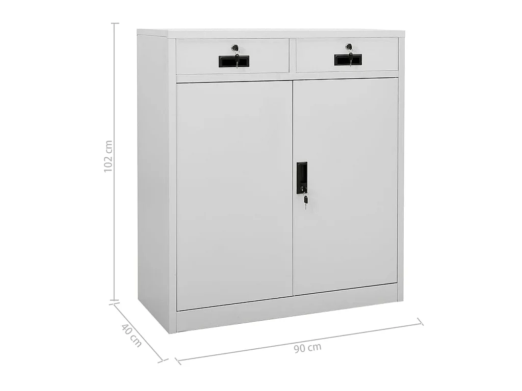 Armadio per Ufficio Grigio Chiaro 90x40x102 cm in Acciaio