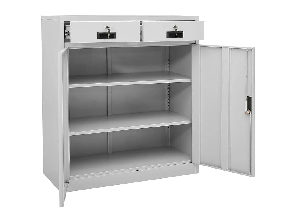 Armadio per Ufficio Grigio Chiaro 90x40x102 cm in Acciaio