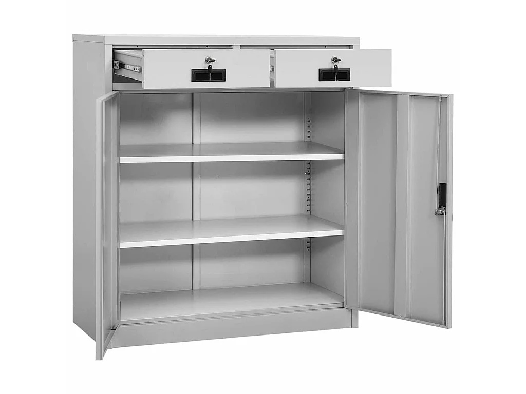 Armadio per Ufficio Grigio Chiaro 90x40x102 cm in Acciaio