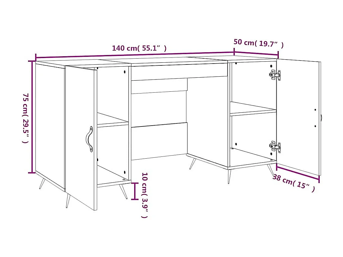Bureau Blanc brillant 140x50x75 cm Bois d'ingénierie